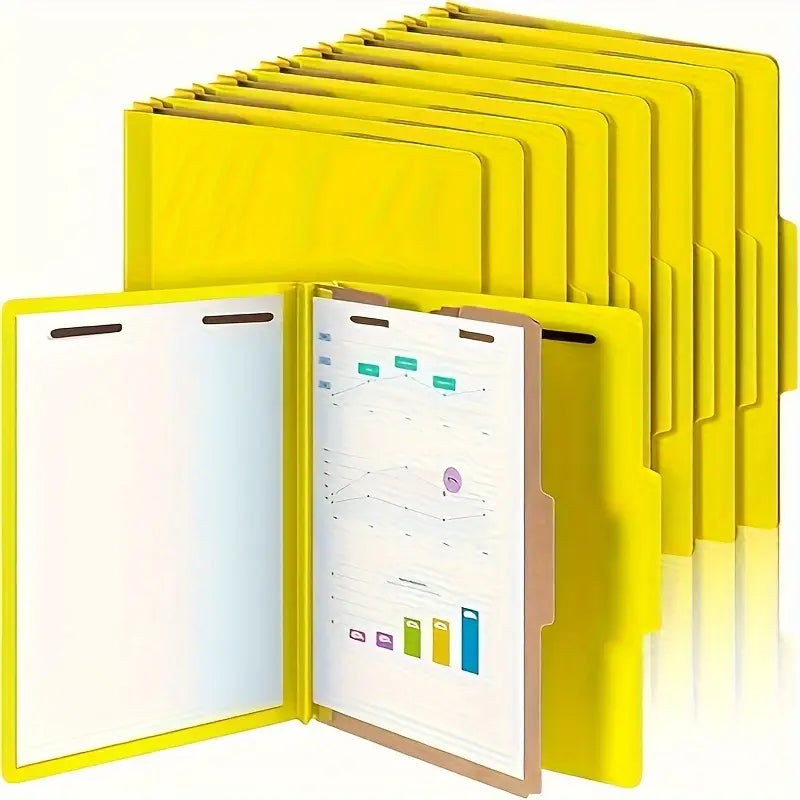 24pcs Yellow Letter Size Classification Folders with Fastener Dividers - Durable